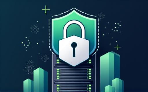 安全なデータ管理を象徴するサーバーラックと鍵のイラスト